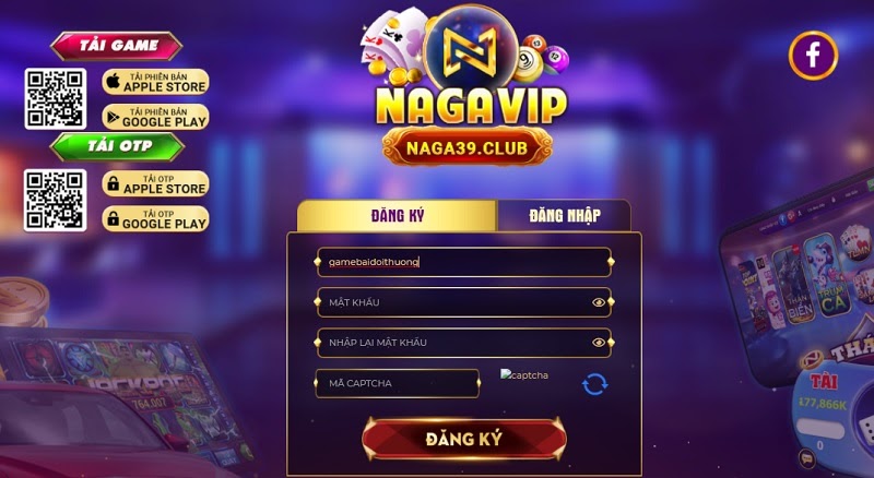 Đăng ký tài khoản tại cổng game Nagavip Club