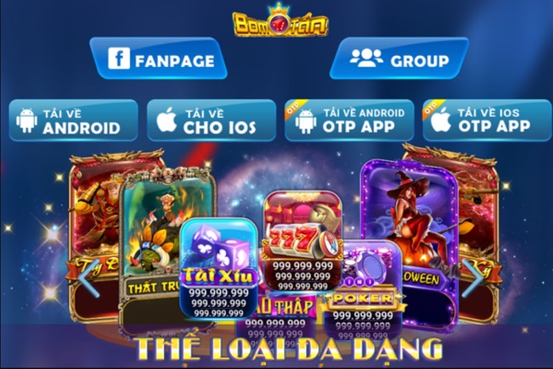 Cổng game Bomtan Win có đa dạng thể loại game đổi thưởng