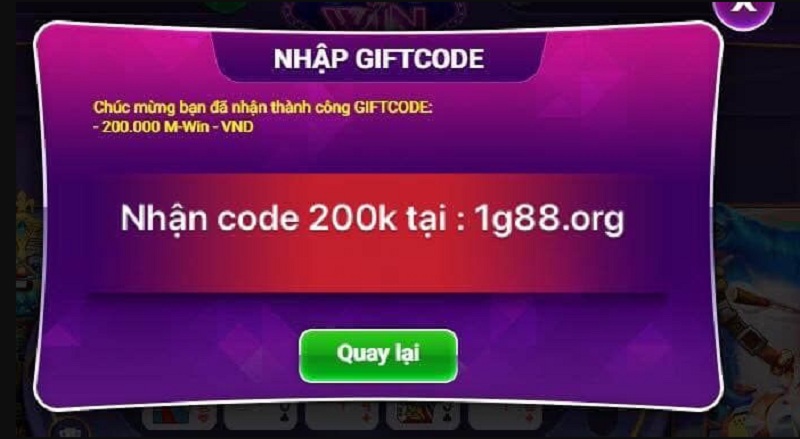 Nhận giftcode 1g88 dễ dàng